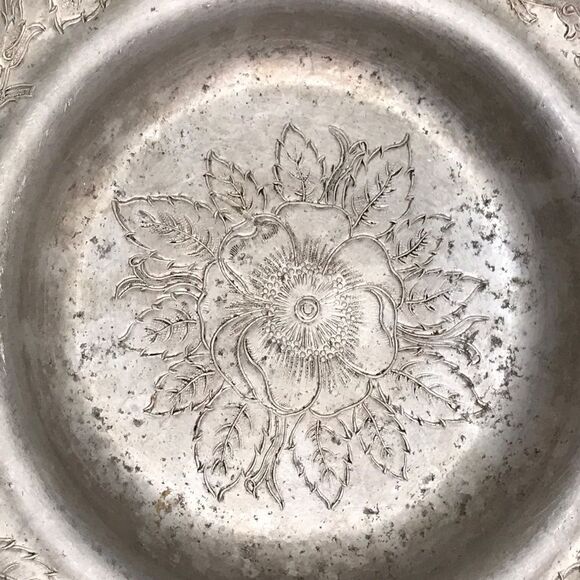 Vintage Wilson Metal Poppy Floral Hand Wrought Aluminum Bowl Brooklyn New York - Picture 8 of 16